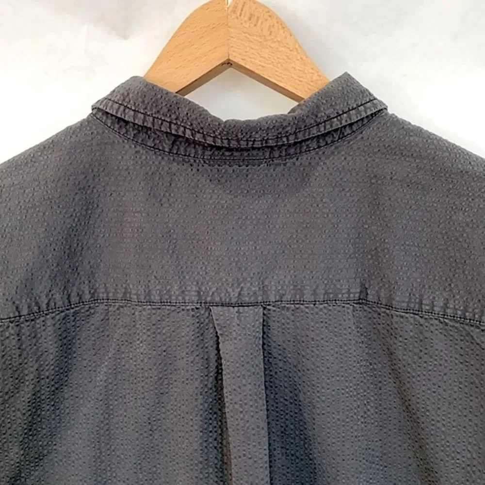 The North Face Short Sleeve Seersucker Button Shirt Mens Size XXL Sun Faded Grey